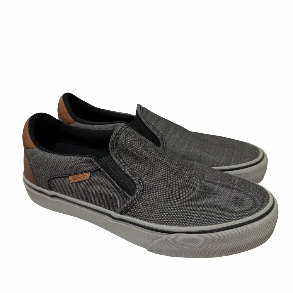 VANS Asher Deluxe Slip On Sneaker Mens US 7.5 EU 40 Gray Skateboard Skater Shoes
